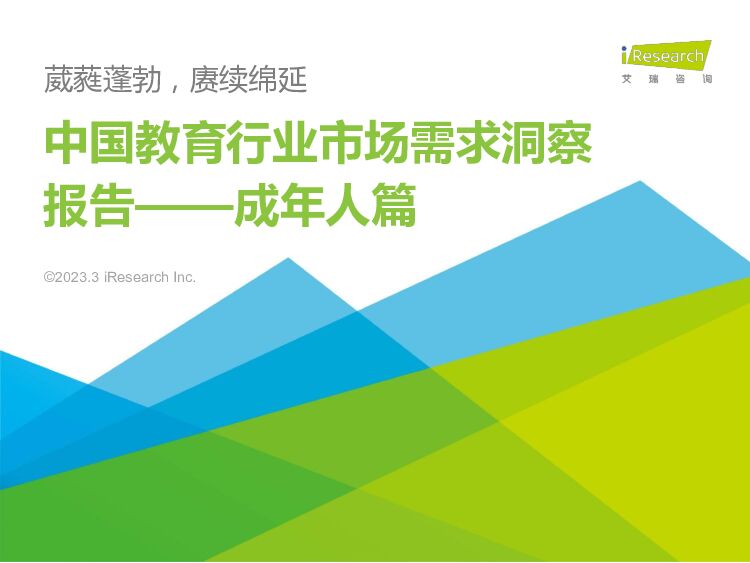 艾瑞咨询：中国教育行业市场需求洞察报告——成人篇