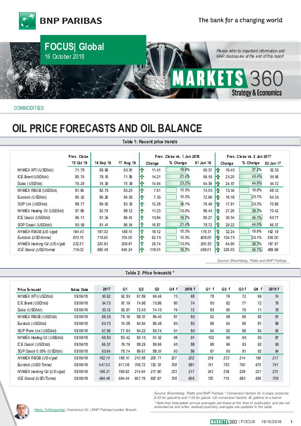 巴黎银行-全球-石油与天然气行业-石油价格预测与石油平衡-20181016-9页