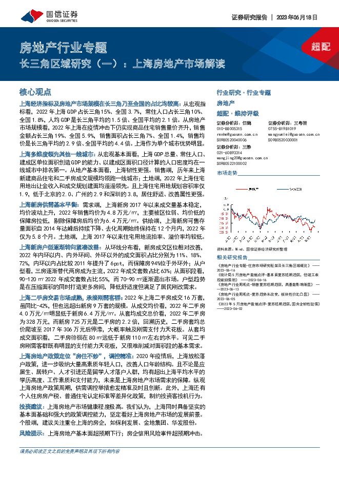 房地产行业专题：长三角区域研究（一）：上海房地产市场解读 国信证券 2023-06-19（31页） 附下载