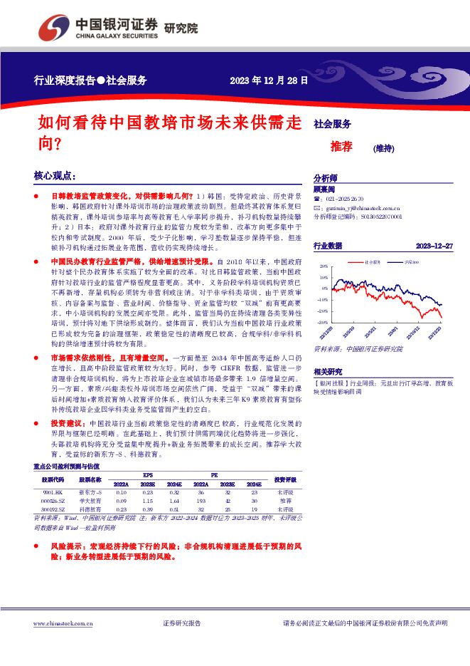 社会服务行业深度报告：如何看待中国教培市场未来供需走向？ 中国银河 2024-01-01（28页） 附下载