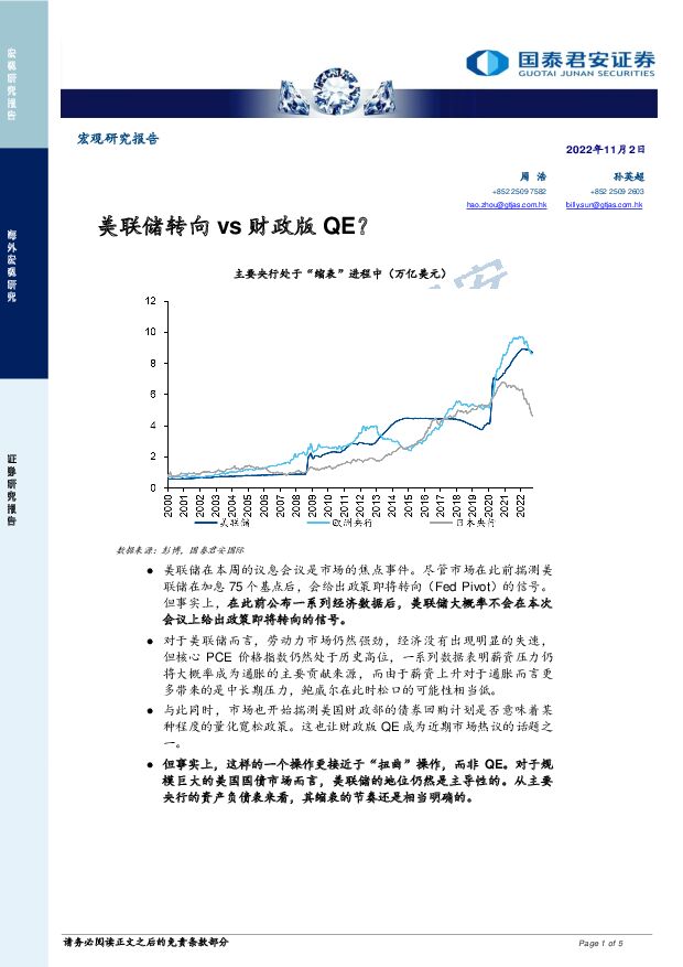 美联储转向vs财政版QE？ 国泰君安证券(香港) 2022-11-07 附下载
