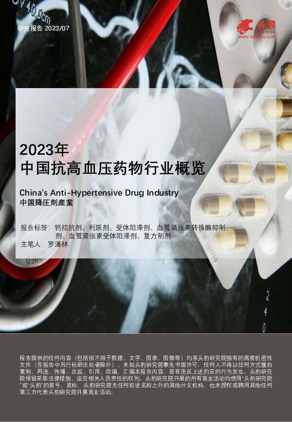 2023年中国抗高血压药物行业概览 头豹研究院 2023-12-15（20页） 附下载