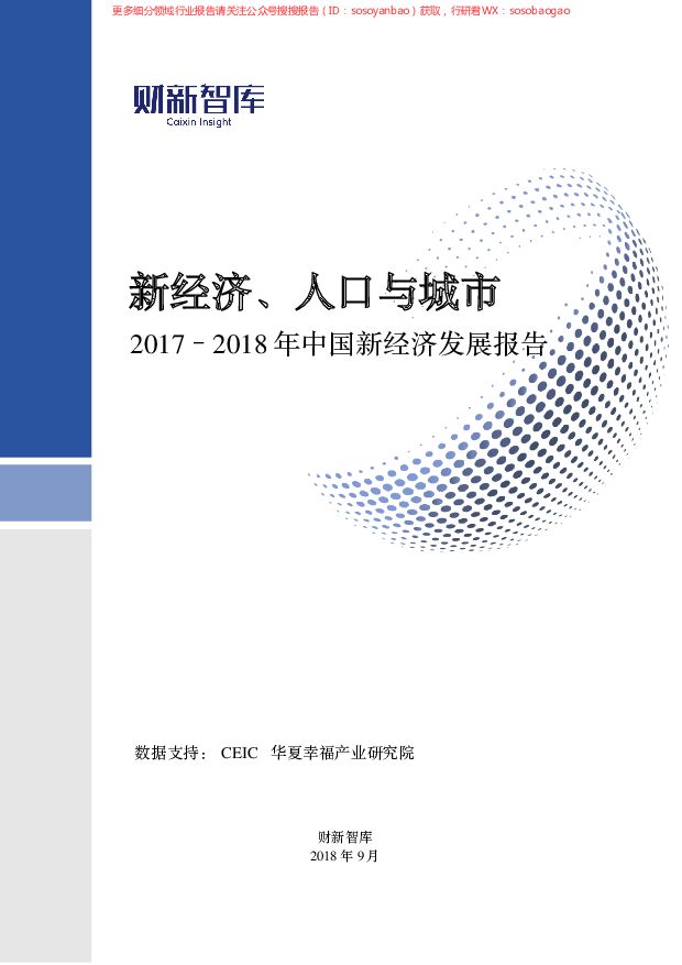 2017-2018年中国新经济发展报告 附下载