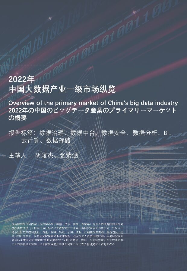 2022年中国大数据产业一级市场纵览 头豹研究院 2022-04-06 附下载