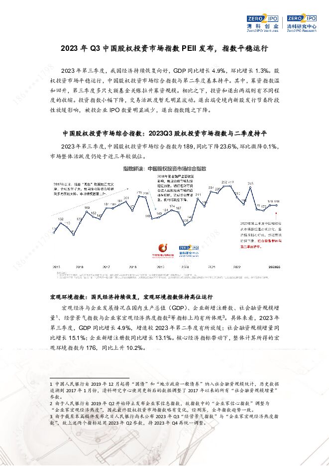 2023年Q3中国股权投资市场指数PEII发布，指数平稳运行 清科研究中心 2023-11-27（5页） 附下载