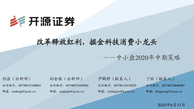 中小盘2020年中期策略：改革释放红利，掘金科技消费小龙头 开源证券 2020-06-14