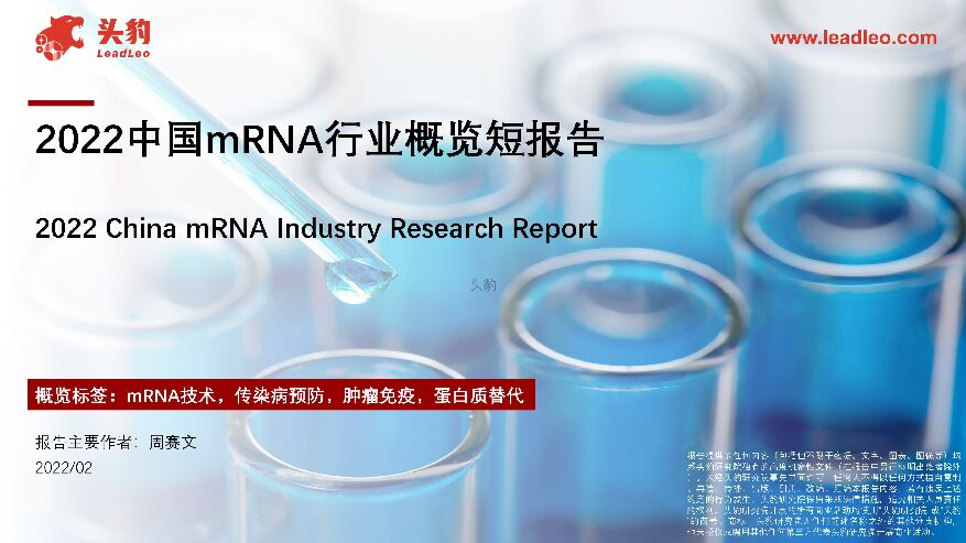 2022中国mRNA行业概览短报告 头豹研究院 2022-05-09 附下载