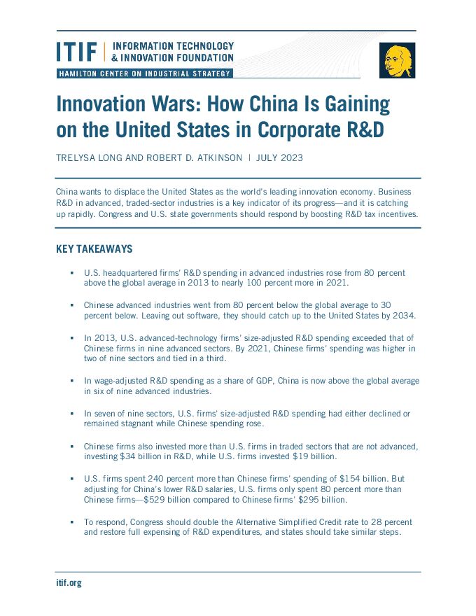 ITIF-创新战争：中国在企业研发方面如何赶超美国（英）-2023.7
