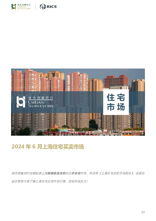 房地产行业：2024年6月上海住宅买卖市场 城市测量师行 2024-07-23（8页） 附下载