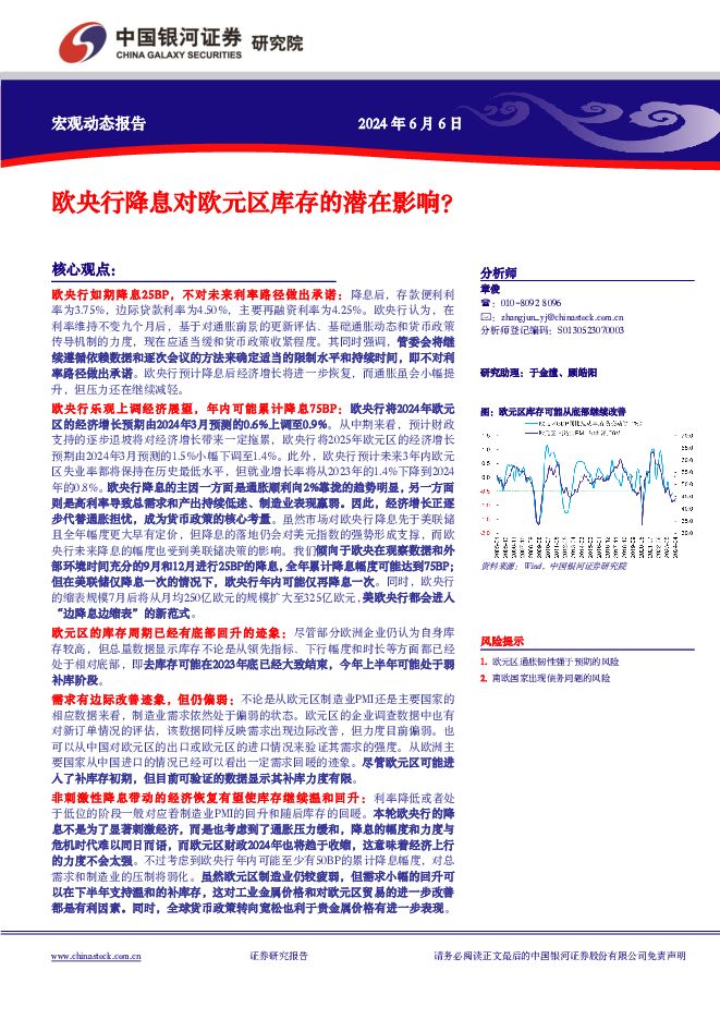 欧央行降息对欧元区库存的潜在影响？ 中国银河 2024-06-07（9页） 附下载