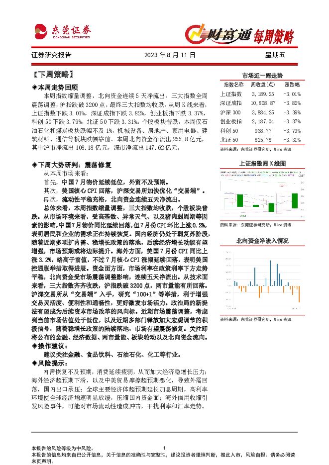 财富通每周策略 东莞证券 2023-08-11（9页） 附下载
